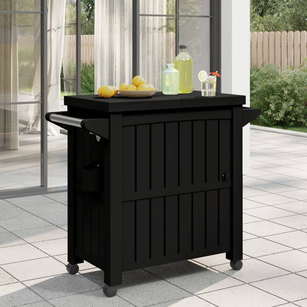 vidaXL 3-in-1 Serving Cart Black Polypropylene