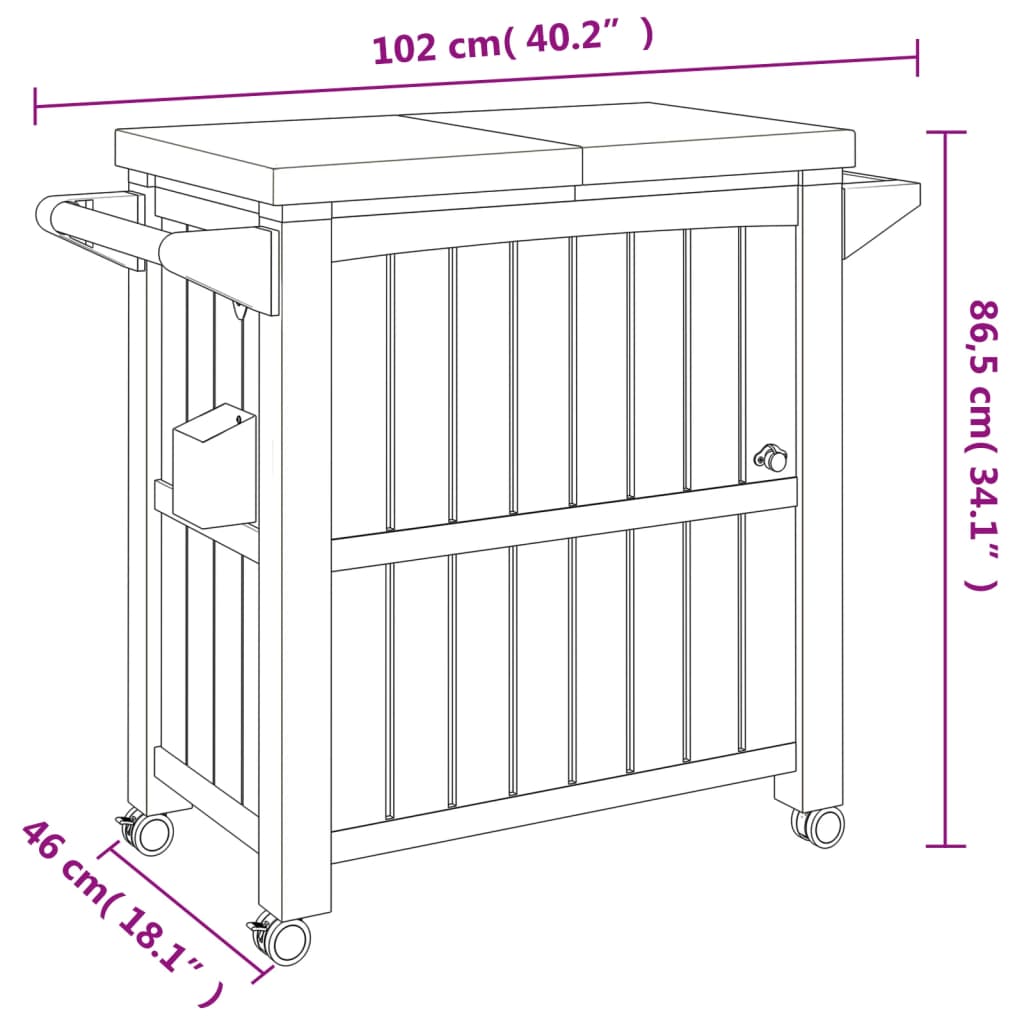 vidaXL 3-in-1 Serving Cart Black Polypropylene