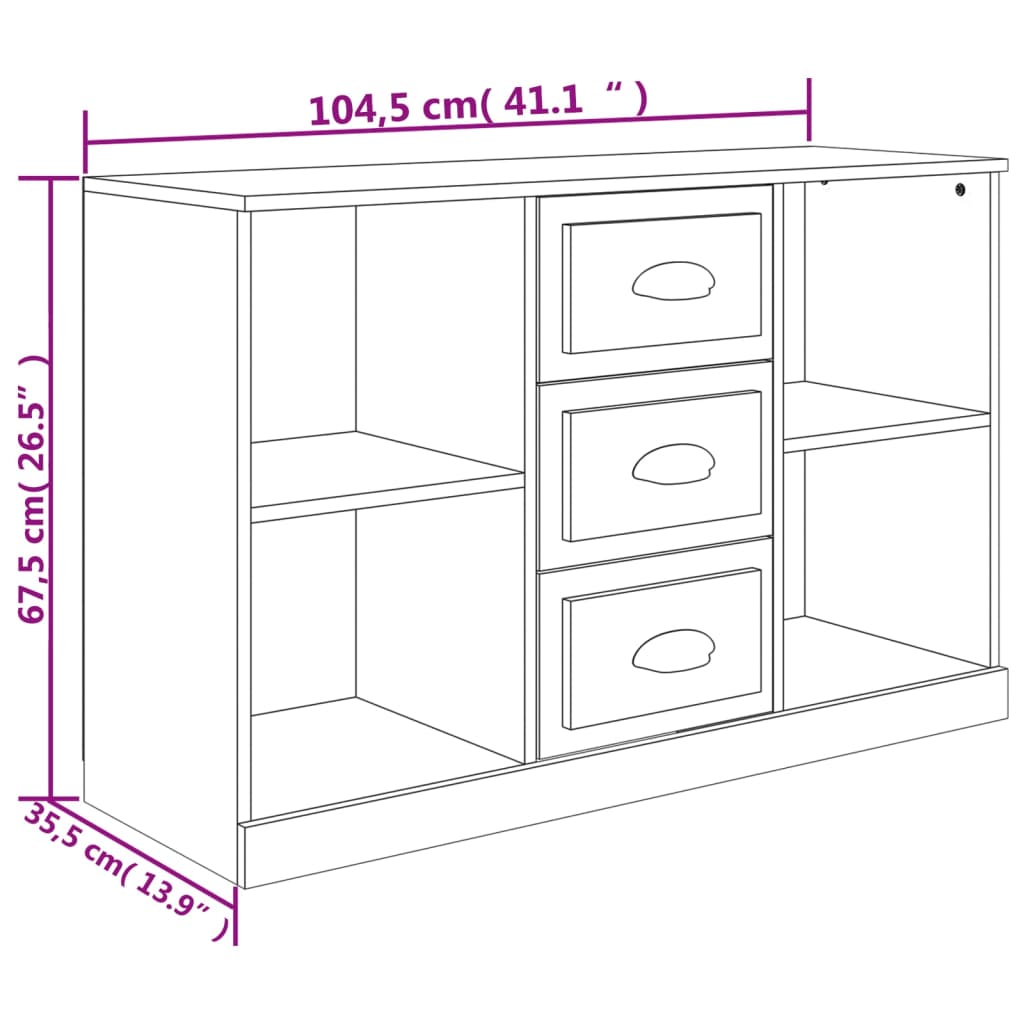 Buffet Noir 104,5x35,5x67,5 cm Bois d'ingénierie