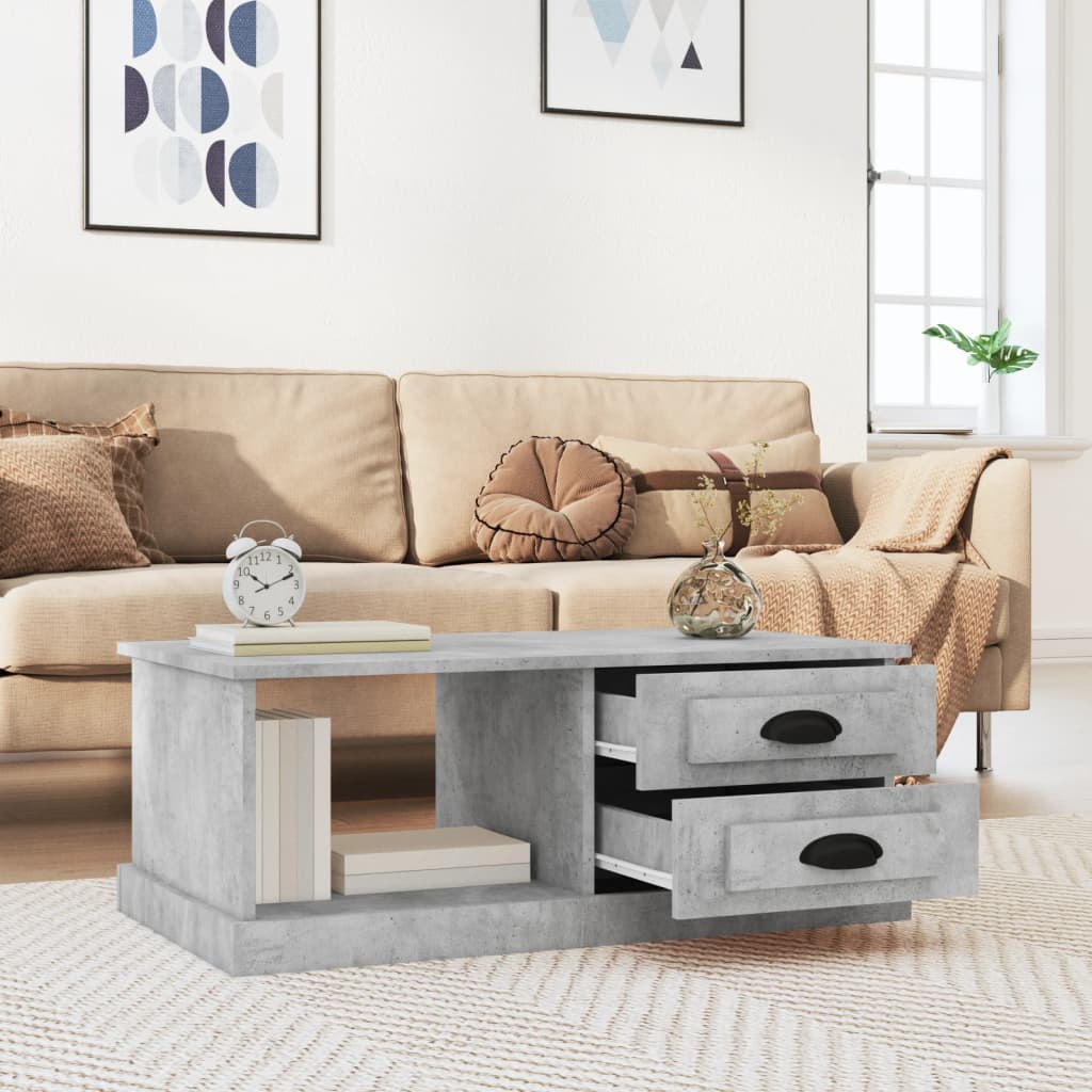 vidaXL Coffee Table Concrete Grey 90x50x35 cm Engineered Wood