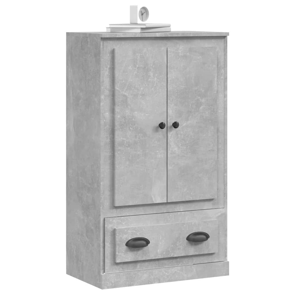 Buffet Haut Béton Gris 60x35,5x103,5 cm Bois d'ingénierie