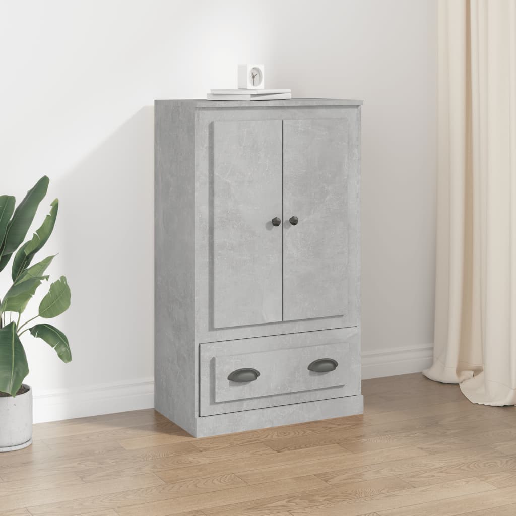 Buffet Haut Béton Gris 60x35,5x103,5 cm Bois d'ingénierie