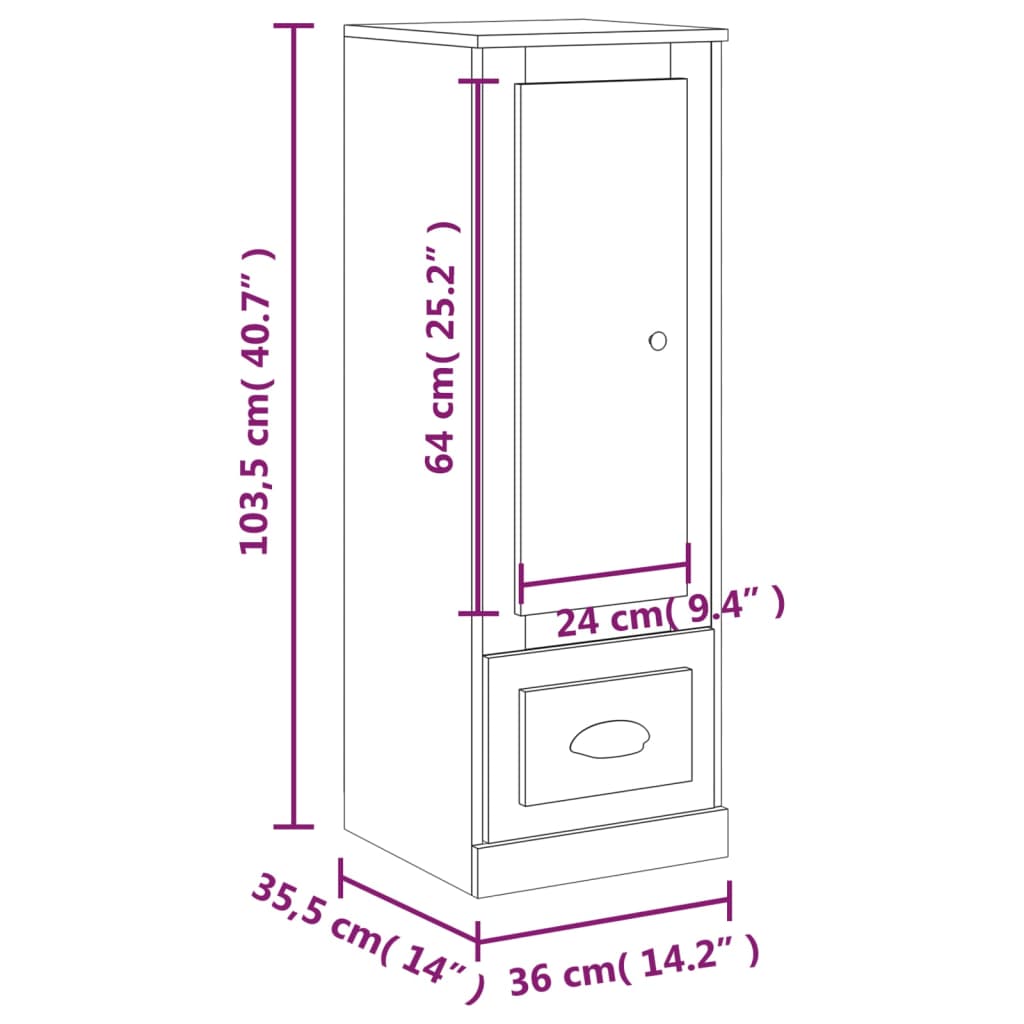 Buffet haut Chêne brun 36x35,5x103,5 cm Bois d'ingénierie