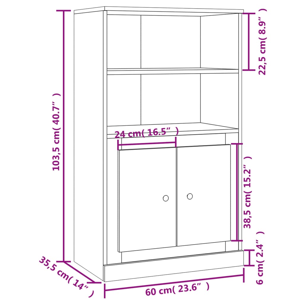 Highboard Sonoma Oak 60x35,5x103,5 cm Engineered Wood