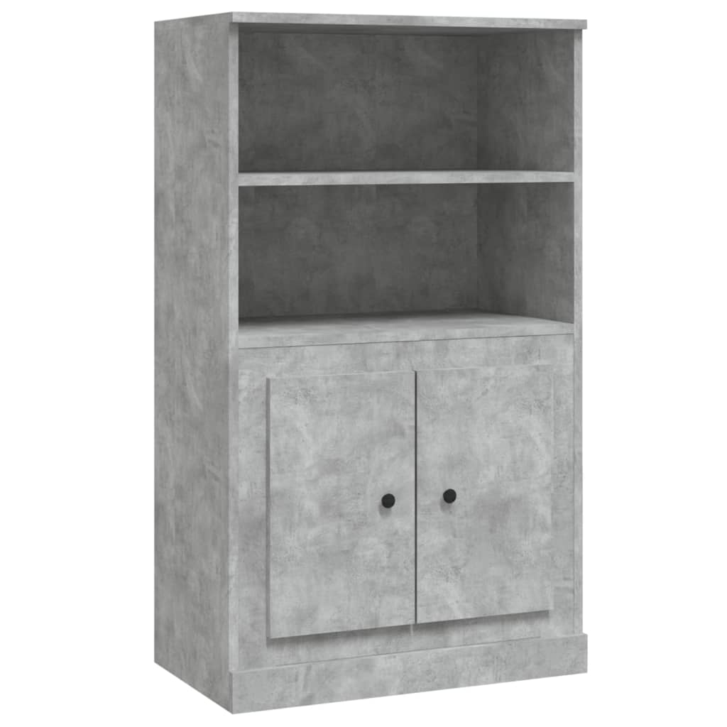 Buffet Haut Béton Gris 60x35,5x103,5 cm Bois d'ingénierie