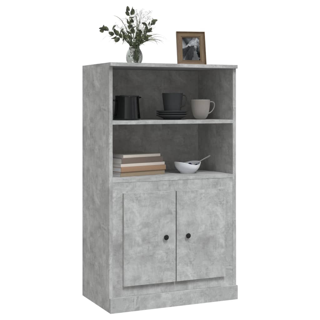 Buffet Haut Béton Gris 60x35,5x103,5 cm Bois d'ingénierie