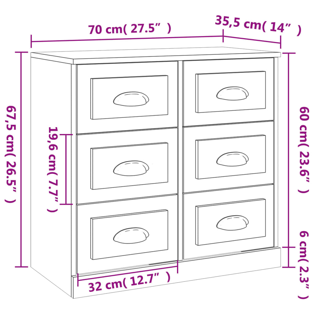 Buffet Chêne Sonoma 70x35,5x67,5 cm Bois d'ingénierie