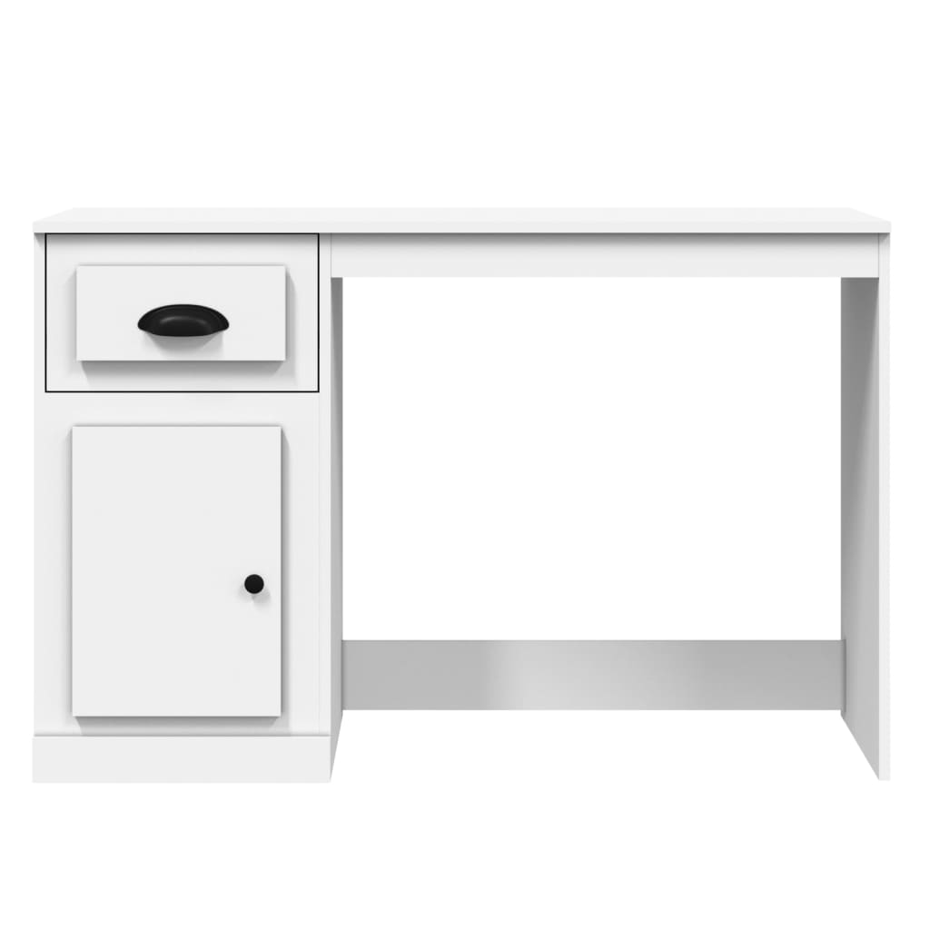 Bureau avec tiroir Blanc brillant 115x50x75 cm Bois d'ingénierie
