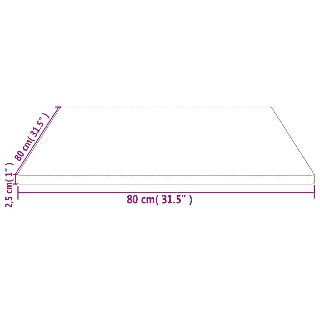 vidaXL Table Top White 80x80x2.5 cm Solid Wood Pine Square