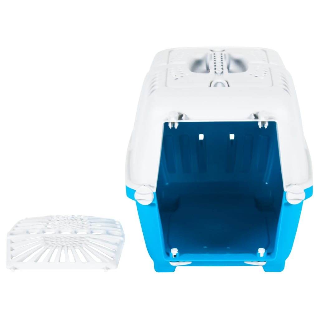 vidaXL Pet Carrier White and Blue 55x36x36cm Polypropylene