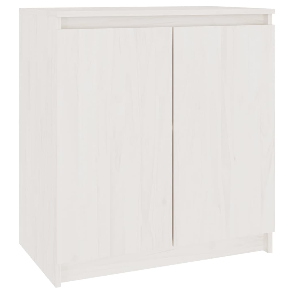 Side Cabinet White 60x36x65 cm Solid Wood Pine - Upclimb Ltd