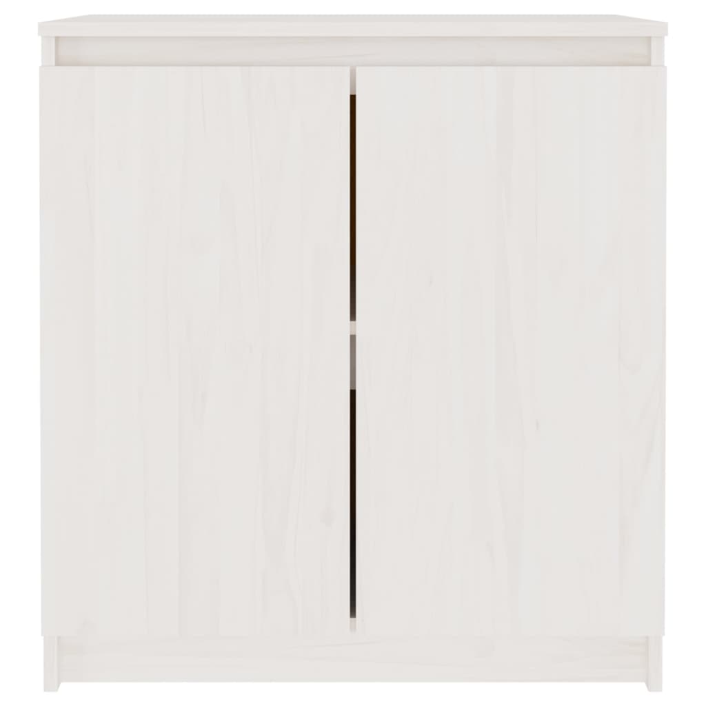 Side Cabinet White 60x36x65 cm Solid Wood Pine - Upclimb Ltd