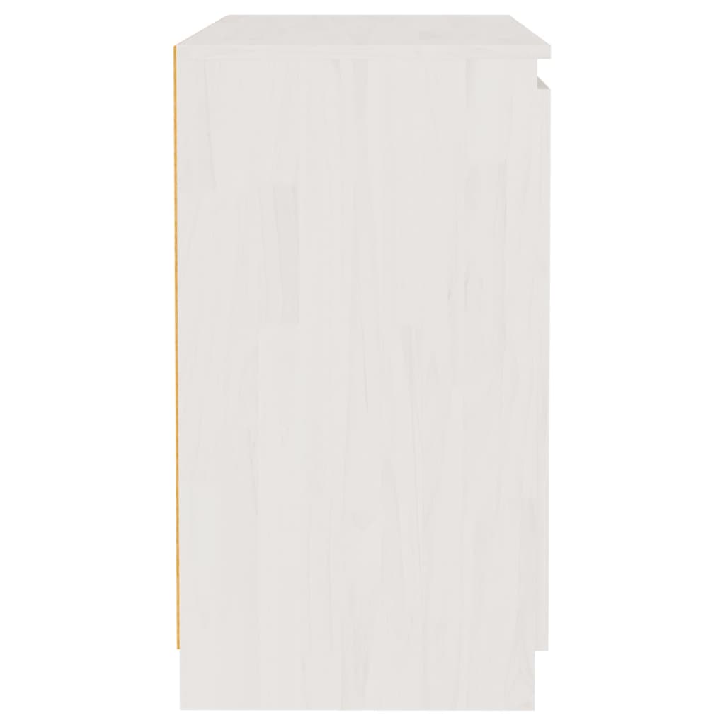 Side Cabinet White 60x36x65 cm Solid Wood Pine - Upclimb Ltd