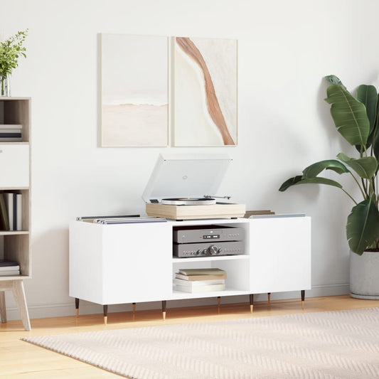 vidaXL Record Cabinet White 121x38x48 cm Engineered Wood