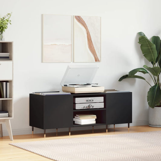 vidaXL Record Cabinet Black 121x38x48 cm Engineered Wood