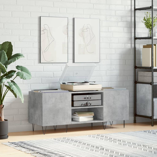 vidaXL Record Cabinet Concrete Grey 121x38x48 cm Engineered Wood