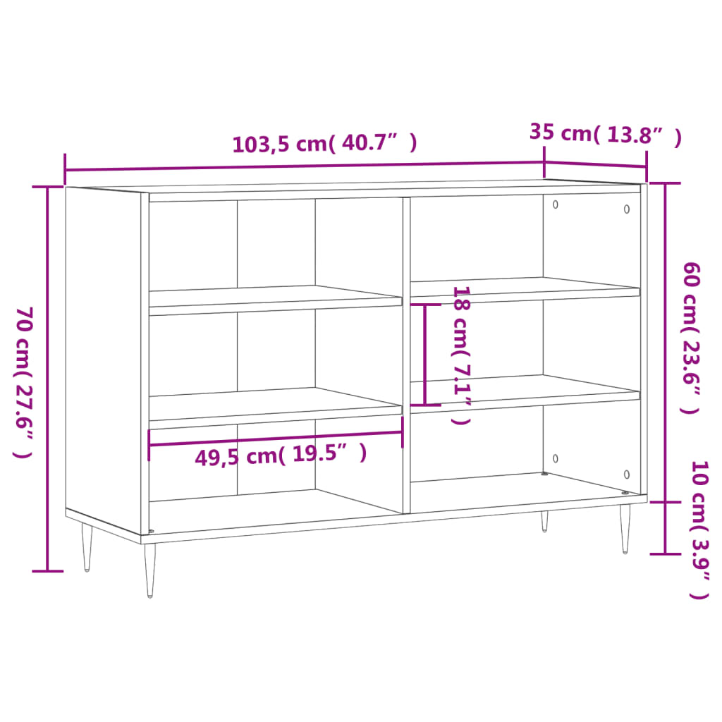 vidaXL Sideboard Black 103.5x35x70 cm Engineered Wood