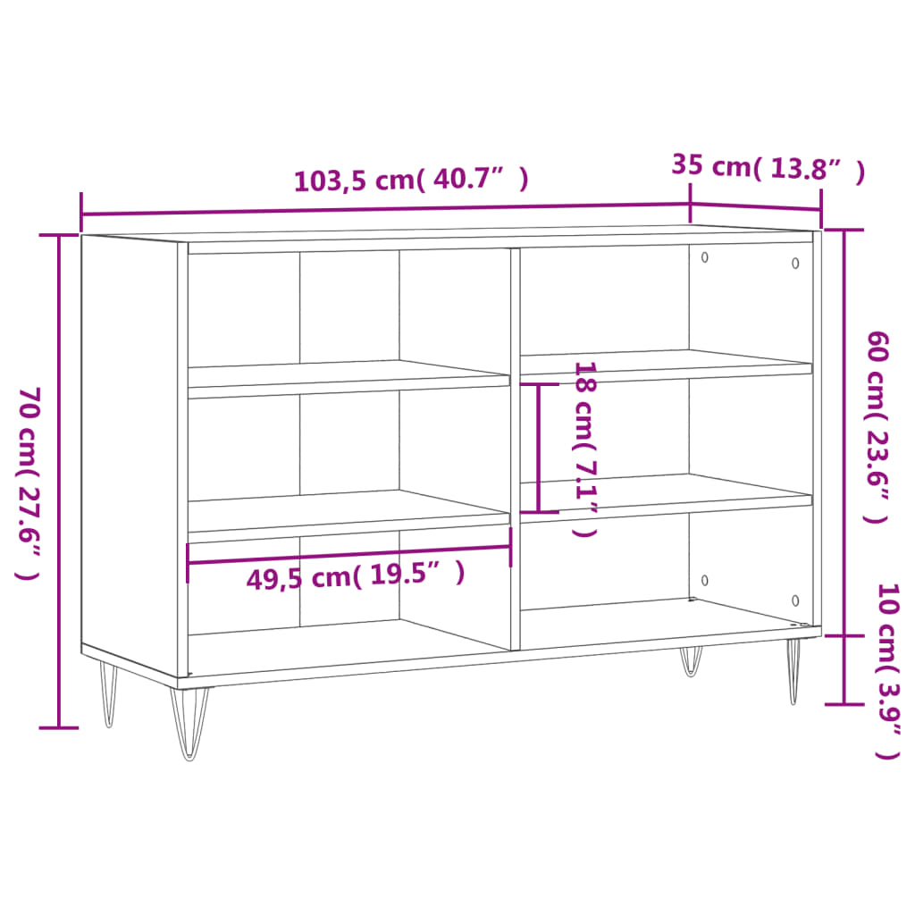 vidaXL Sideboard Black 103.5x35x70 cm Engineered Wood