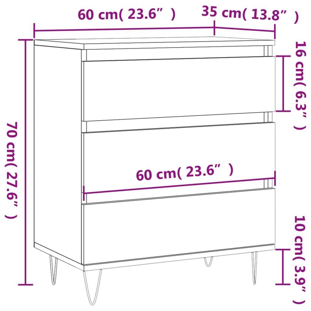 vidaXL Sideboard Black 60x35x70 cm Engineered Wood