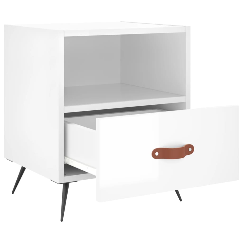 vidaXL Bedside Cabinets 2 pcs High Gloss White 40x35x47.5 cm Engineered Wood