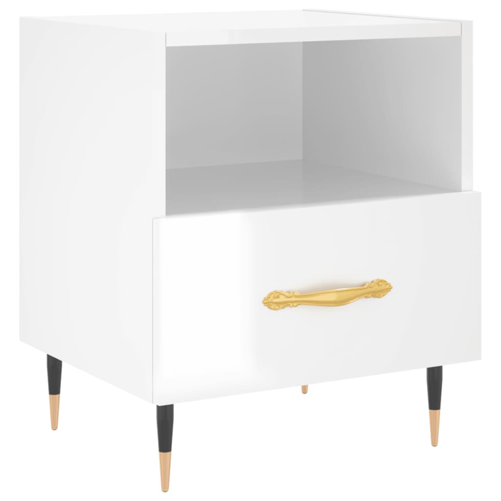 vidaXL Bedside Cabinets 2 pcs High Gloss White 40x35x47.5 cm Engineered Wood