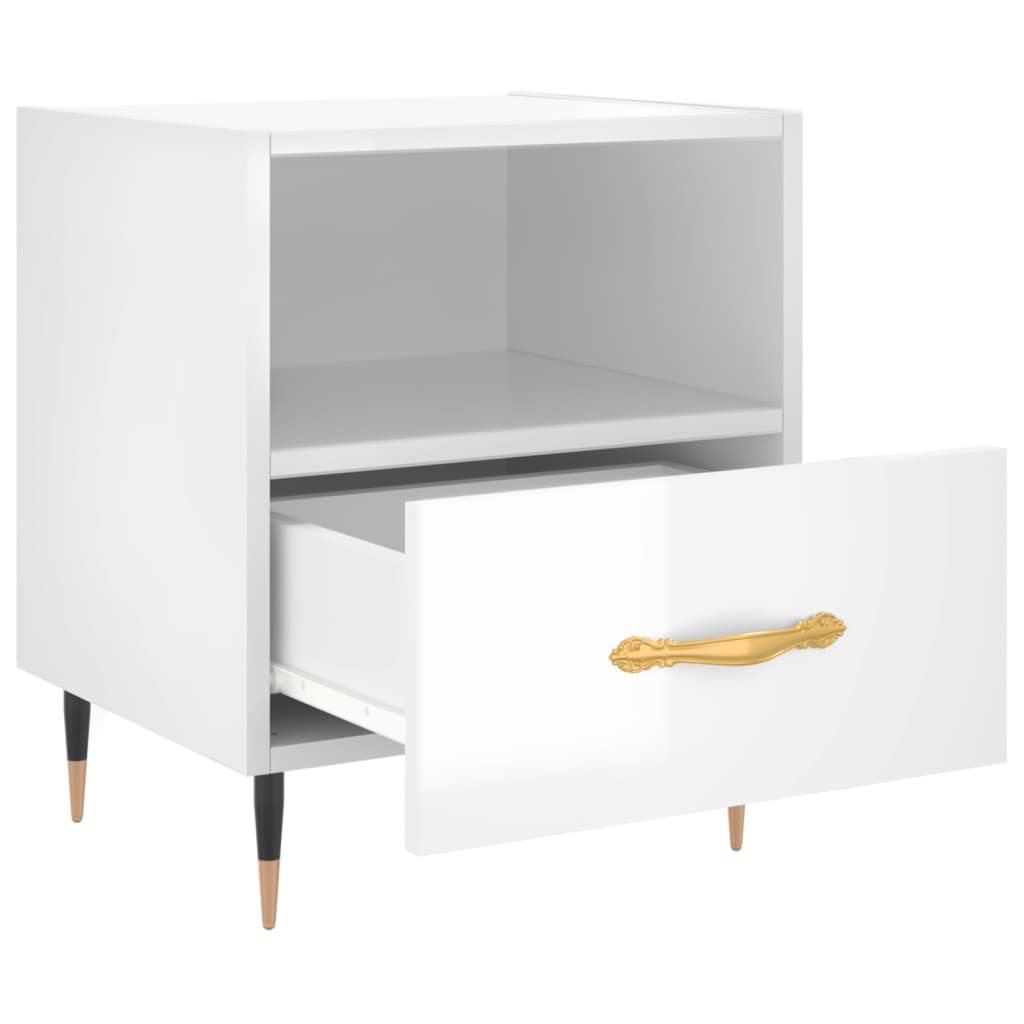 vidaXL Bedside Cabinets 2 pcs High Gloss White 40x35x47.5 cm Engineered Wood