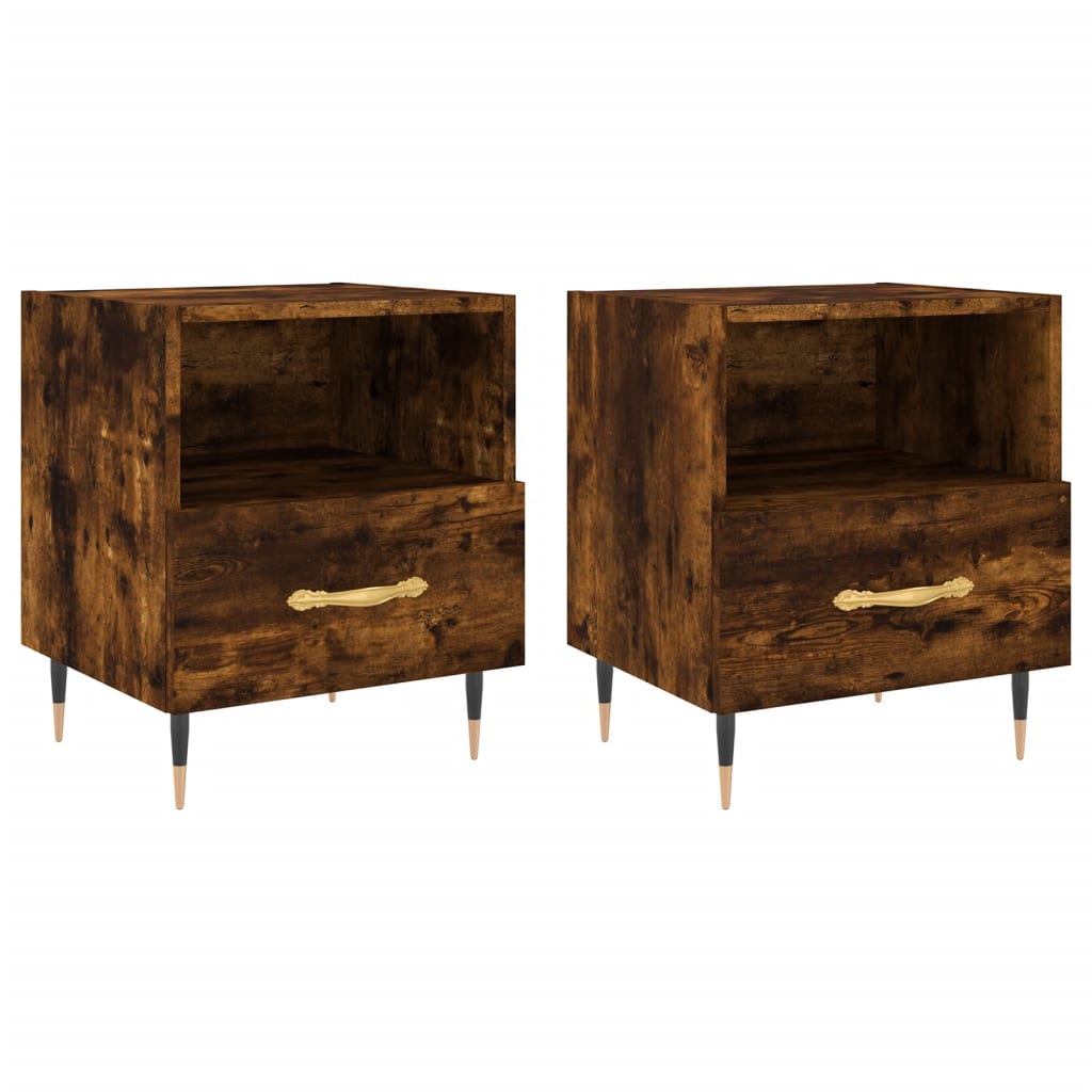 vidaXL Bedside Cabinets 2 pcs Smoked Oak 40x35x47.5 cm Engineered Wood