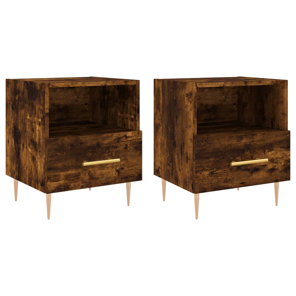 vidaXL Bedside Cabinets 2 pcs Smoked Oak 40x35x47.5 cm Engineered Wood