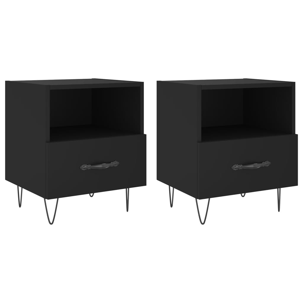 vidaXL Bedside Cabinets 2 pcs Black 40x35x47.5 cm Engineered Wood