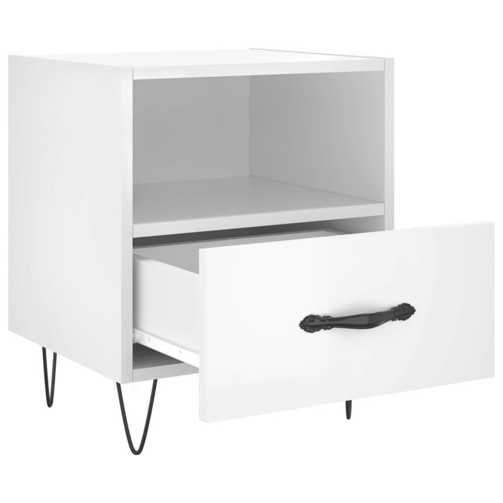 vidaXL Bedside Cabinets 2 pcs High Gloss White 40x35x47.5 cm Engineered Wood