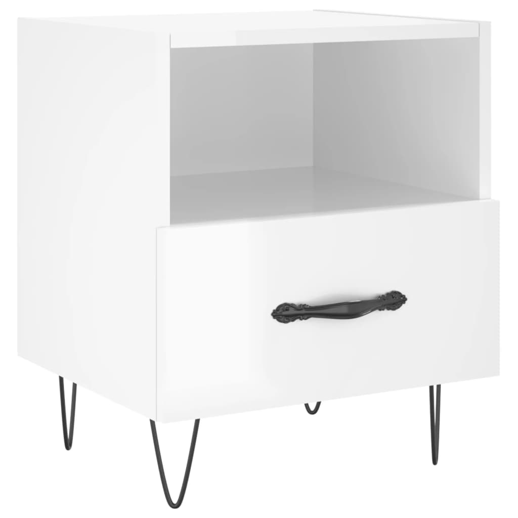 vidaXL Bedside Cabinets 2 pcs High Gloss White 40x35x47.5 cm Engineered Wood