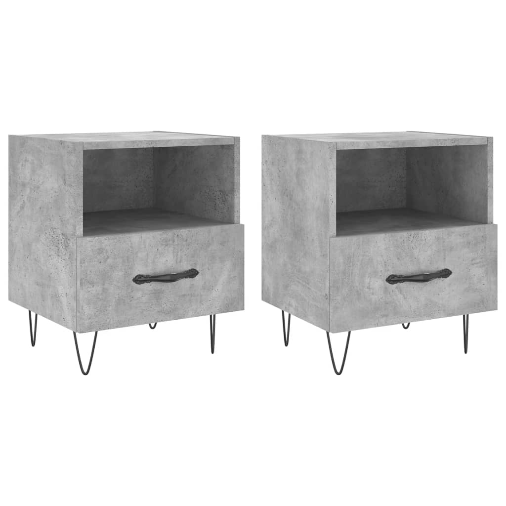 vidaXL Bedside Cabinets 2 pcs Concrete Grey 40x35x47.5 cm Engineered Wood