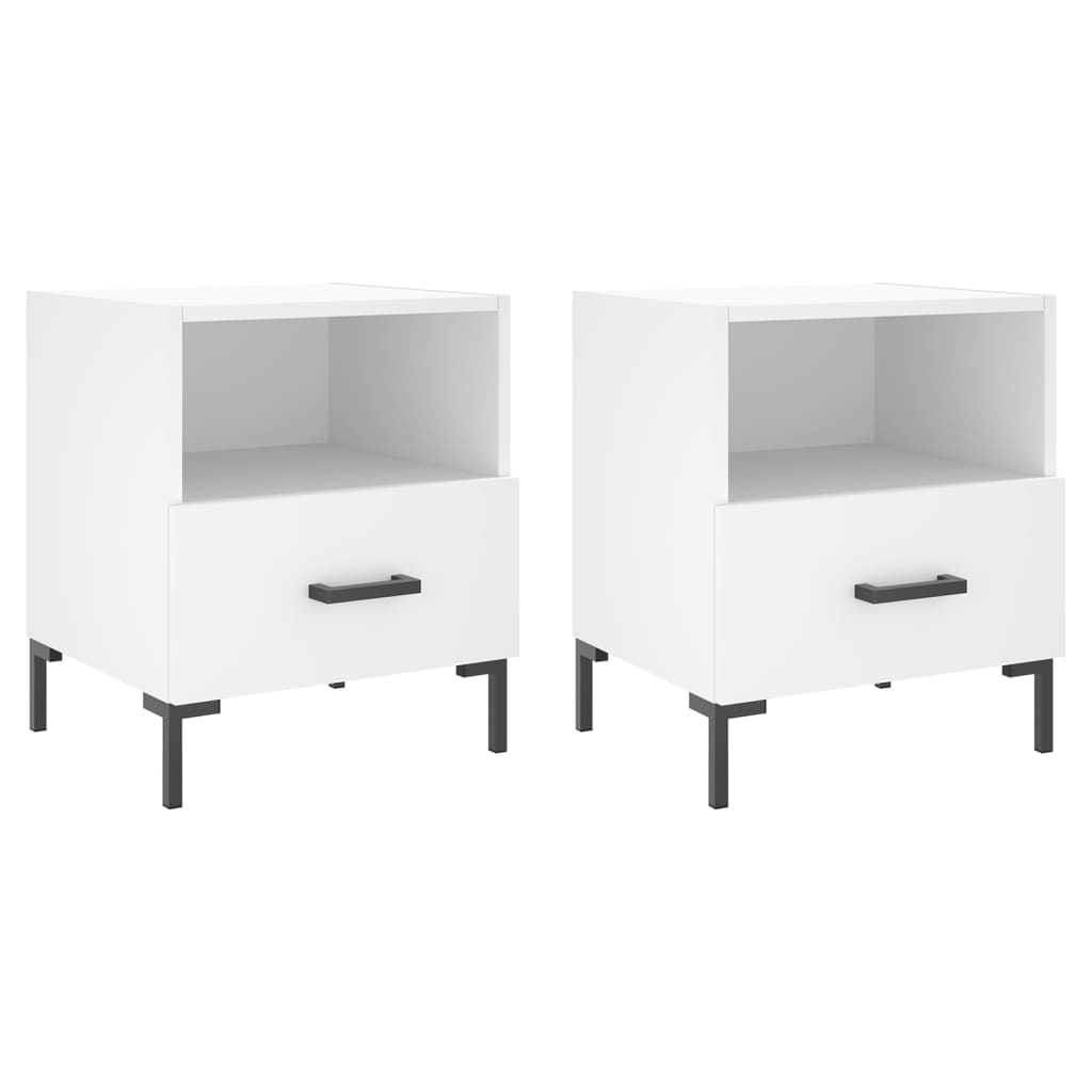 vidaXL Bedside Cabinets 2 pcs White 40x35x47.5 cm Engineered Wood