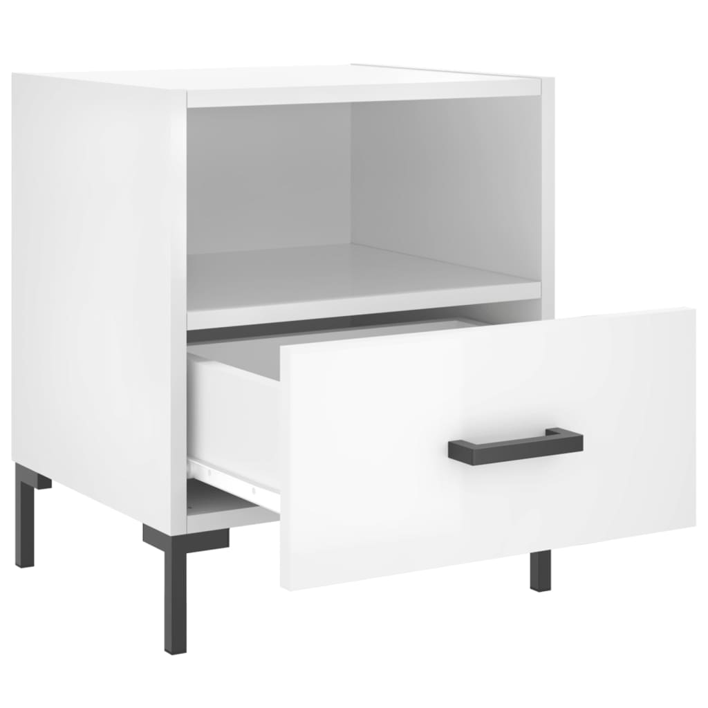 vidaXL Bedside Cabinets 2 pcs High Gloss White 40x35x47.5 cm Engineered Wood