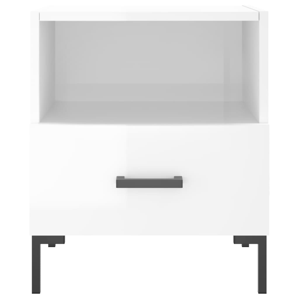 vidaXL Bedside Cabinets 2 pcs High Gloss White 40x35x47.5 cm Engineered Wood