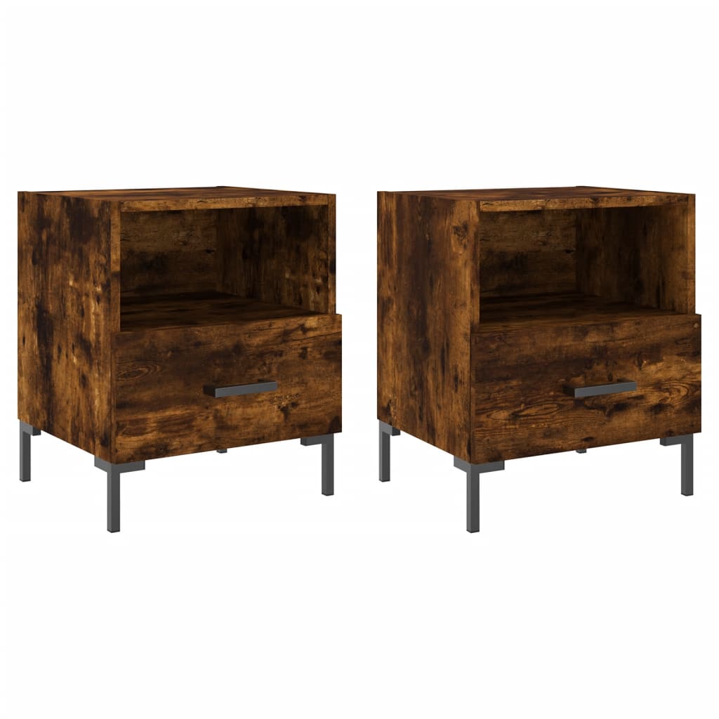 vidaXL Bedside Cabinets 2 pcs Smoked Oak 40x35x47.5 cm Engineered Wood