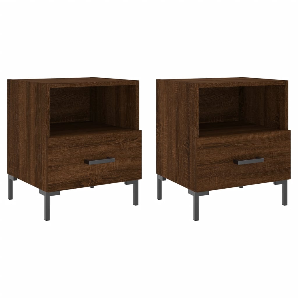 vidaXL Bedside Cabinets 2 pcs Brown Oak 40x35x47.5 cm Engineered Wood