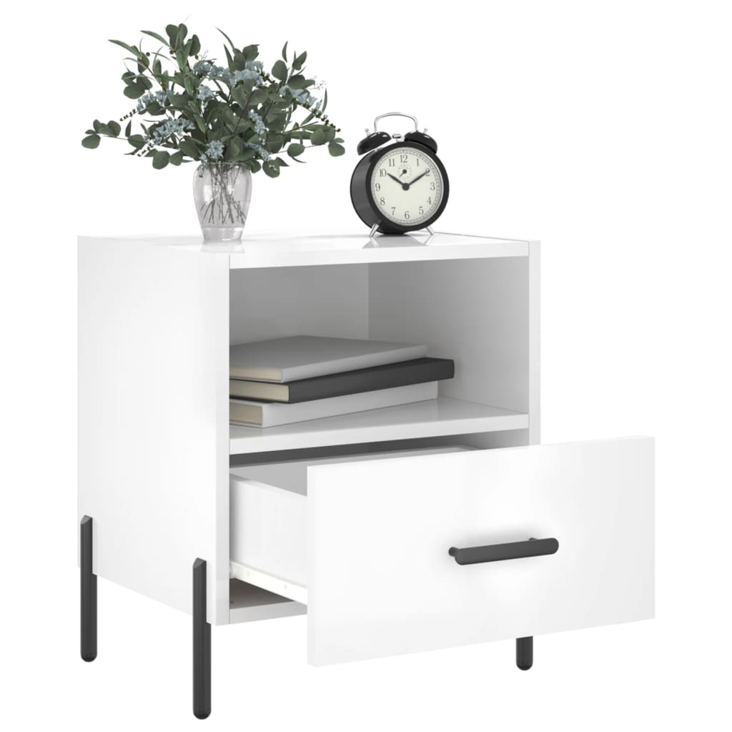 vidaXL Bedside Cabinets 2 pcs High Gloss White 40x35x47.5 cm Engineered Wood