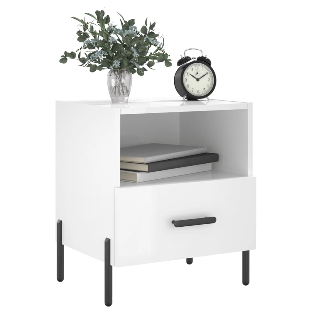 vidaXL Bedside Cabinets 2 pcs High Gloss White 40x35x47.5 cm Engineered Wood