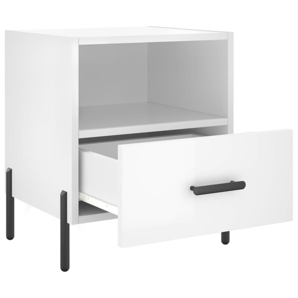 vidaXL Bedside Cabinets 2 pcs High Gloss White 40x35x47.5 cm Engineered Wood