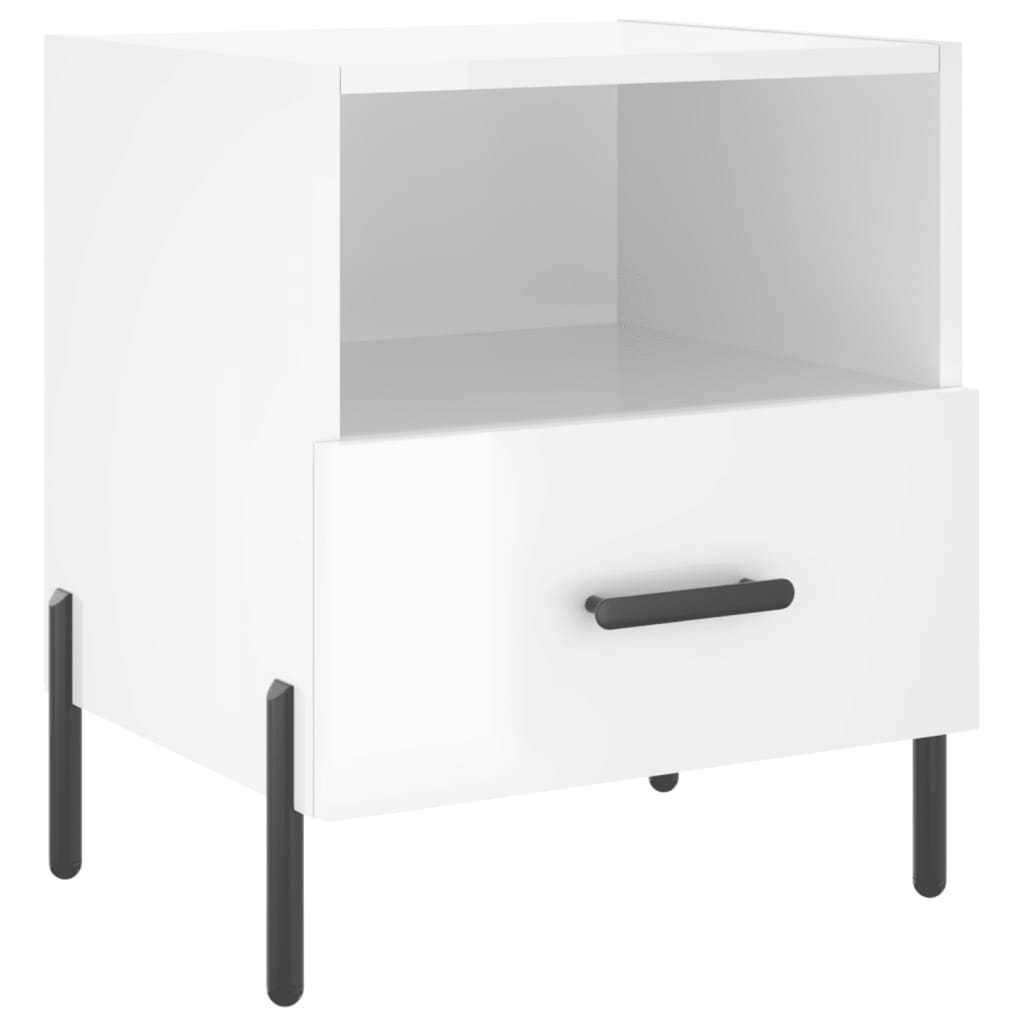 vidaXL Bedside Cabinets 2 pcs High Gloss White 40x35x47.5 cm Engineered Wood