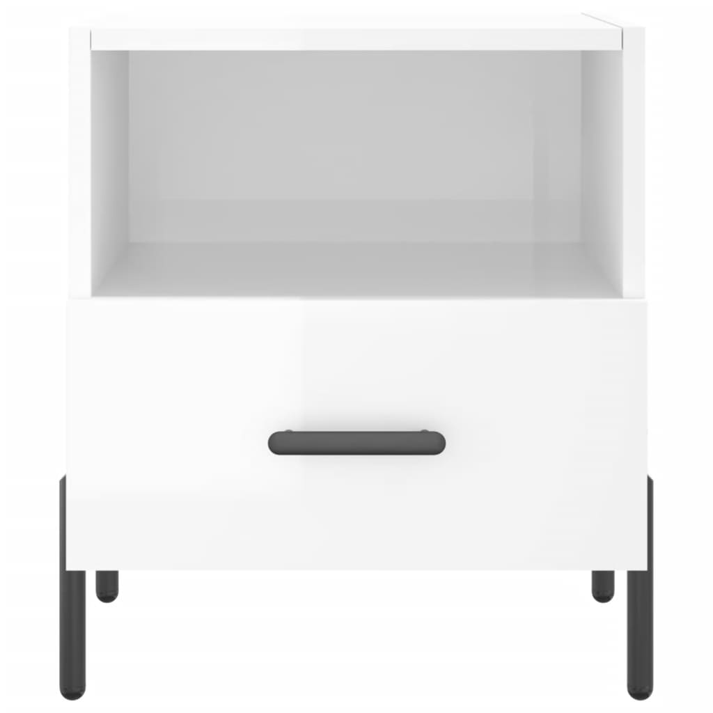 vidaXL Bedside Cabinets 2 pcs High Gloss White 40x35x47.5 cm Engineered Wood