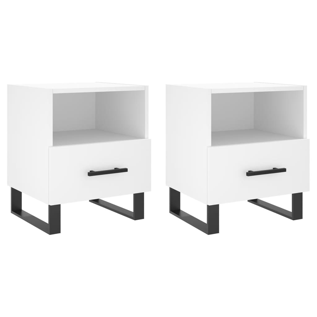 vidaXL Bedside Cabinets 2 pcs White 40x35x47.5 cm Engineered Wood