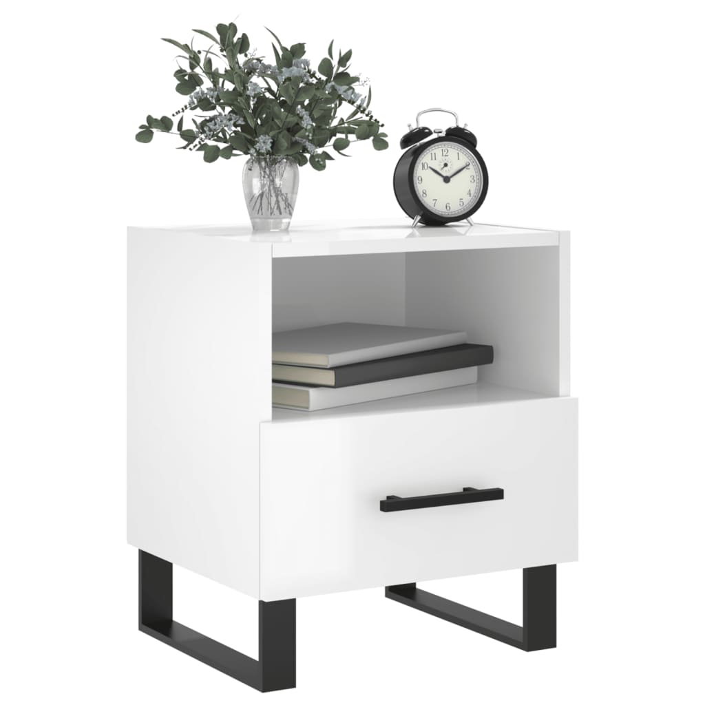 vidaXL Bedside Cabinets 2 pcs High Gloss White 40x35x47.5 cm Engineered Wood