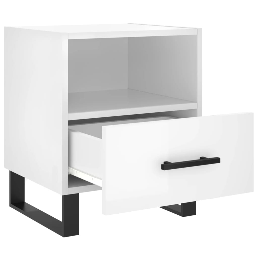 vidaXL Bedside Cabinets 2 pcs High Gloss White 40x35x47.5 cm Engineered Wood