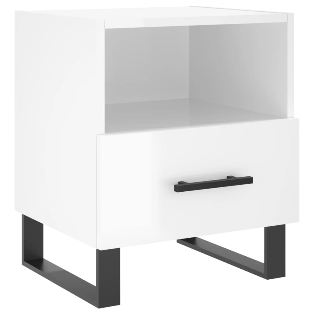 vidaXL Bedside Cabinets 2 pcs High Gloss White 40x35x47.5 cm Engineered Wood