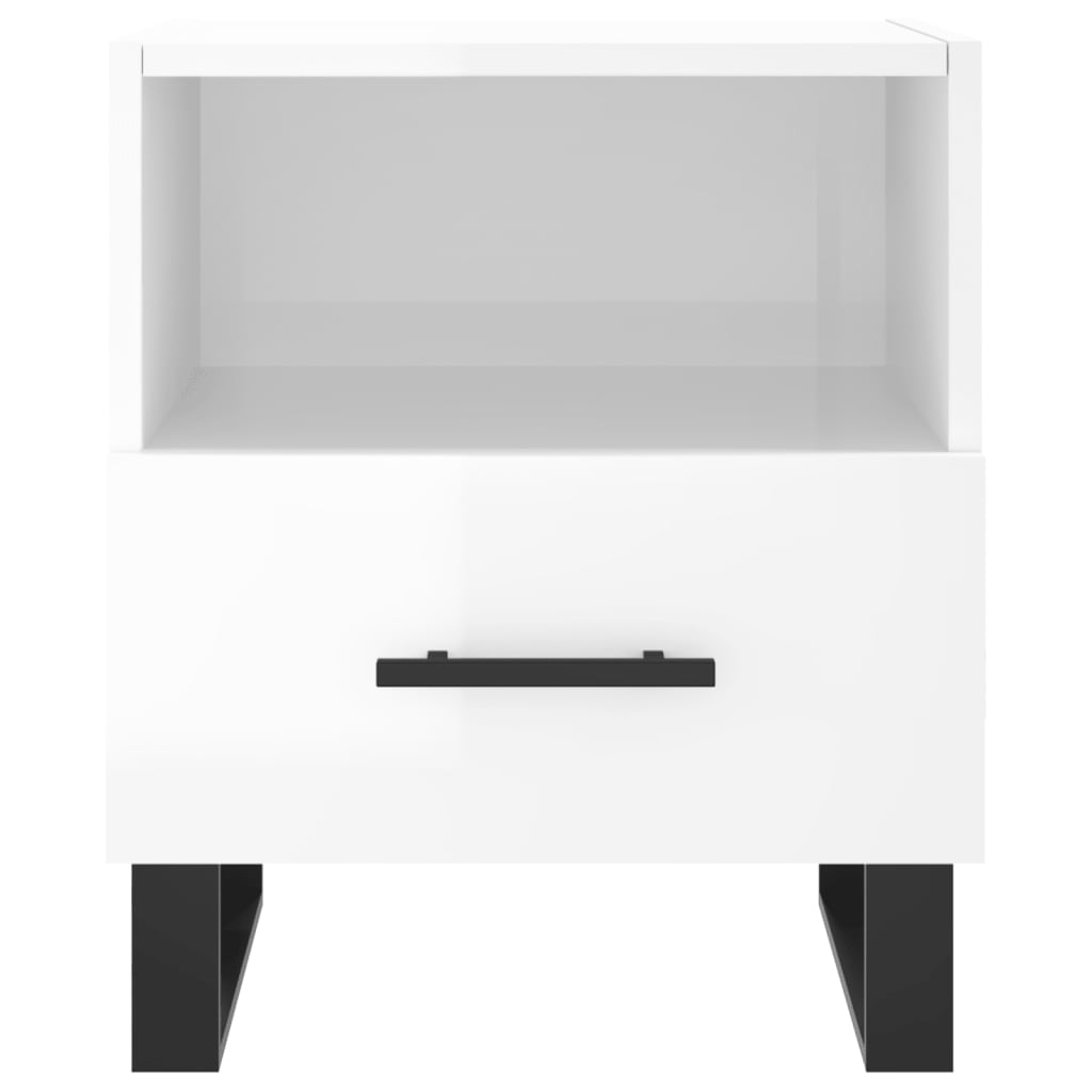 vidaXL Bedside Cabinets 2 pcs High Gloss White 40x35x47.5 cm Engineered Wood