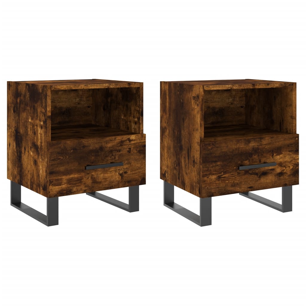 vidaXL Bedside Cabinets 2 pcs Smoked Oak 40x35x47.5 cm Engineered Wood