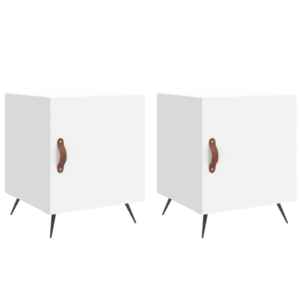 vidaXL Bedside Cabinets 2 pcs White 40x40x50 cm Engineered Wood