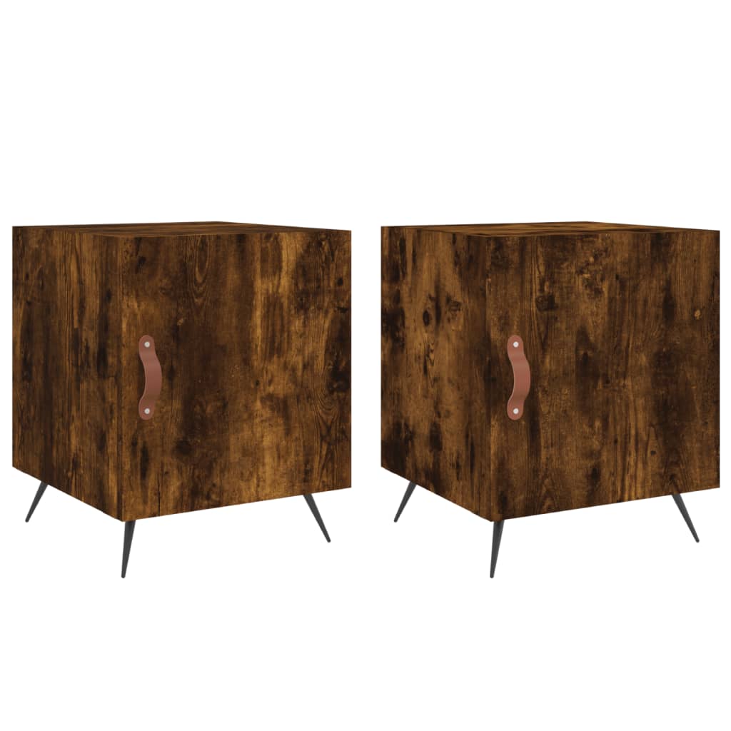 vidaXL Bedside Cabinets 2 pcs Smoked Oak 40x40x50 cm Engineered Wood